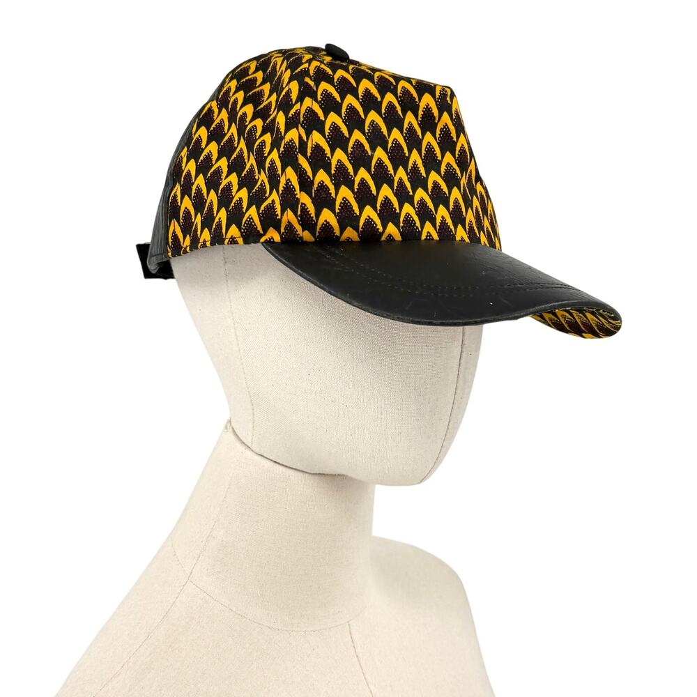 Yellow Black Ankara 100% Cotton Fabric Customized Baseball Cap
